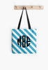 Blue White Stripe Monogram Throw Pillow Too